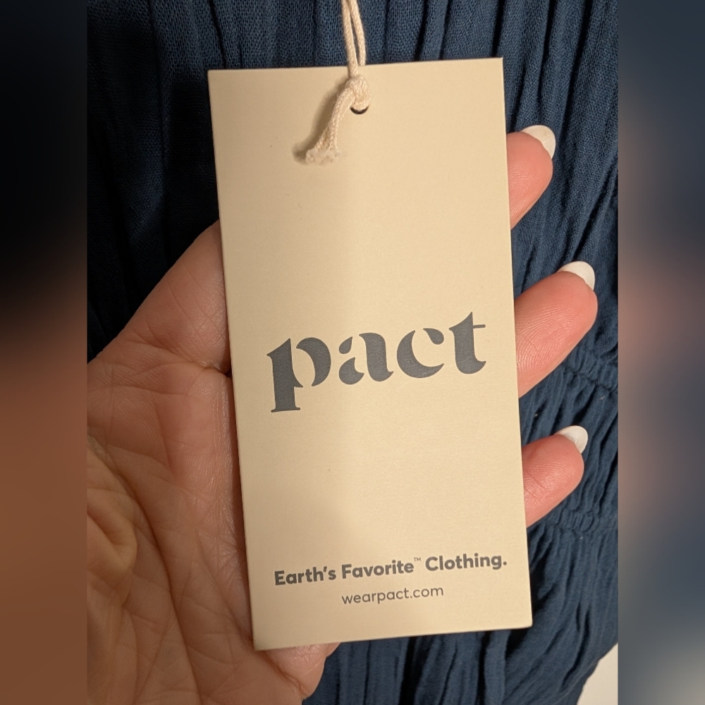 Pact Coastal Double Gauze Cami Maxi Dress French Navy XL L NWT - Picture 3 of 4